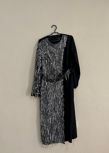 Uzun Kollu Drapeli Siyah Gotik Elbise - Görsel 2