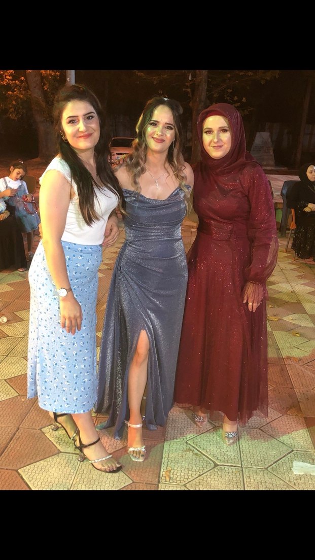 Parlak mavi Uzun Drapeli Straplez Elbise - Görsel 2