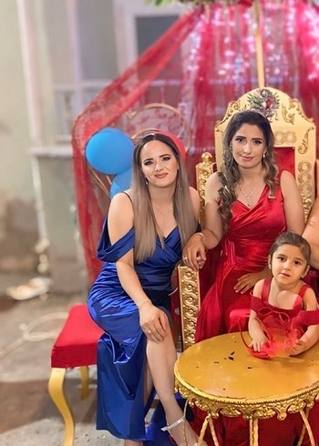 Mavi Drapeli Uzun Abiye Elbise - Görsel 2