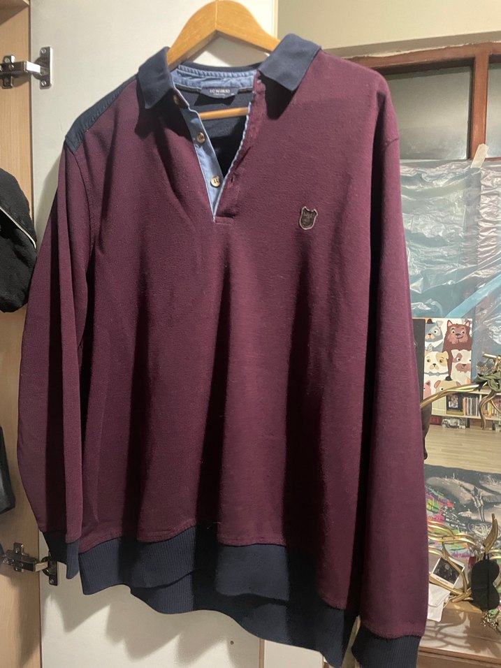 Bordo Düğmeli Erkek Triko Kazak - Görsel 2