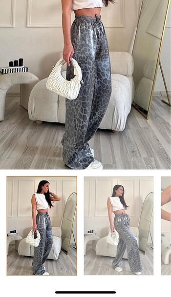 LEOPARLI DESENLİ BOL PAÇA PANTOLON