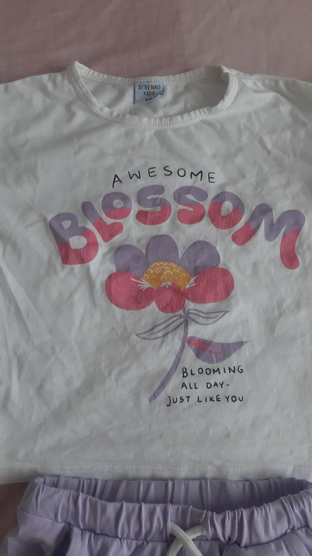 Mor Baskılı Pamuklu Loose Fit Alt Üst Takım - Görsel 4