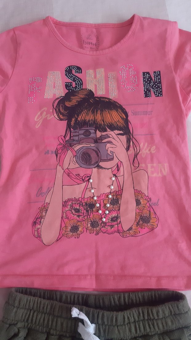 Baskılı Pembe Kız Takımı - Görsel 4