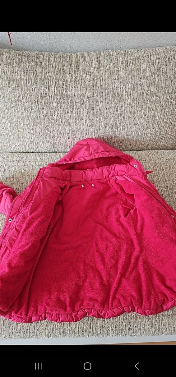 Kız Çocuk Parlak Pembe Düğmeli Kaban - Görsel 2