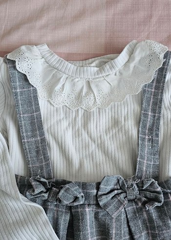 Kız Çocuk Gri Örgü Elbise - Görsel 2