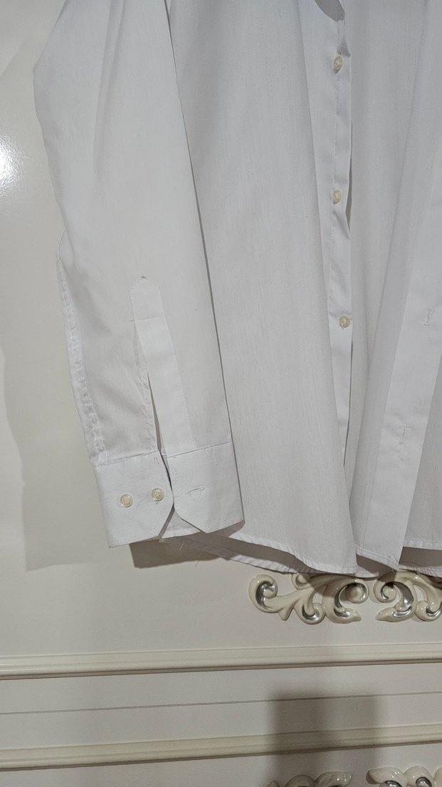 Düğmeli Beyaz  Erkek Gömlek - Görsel 3