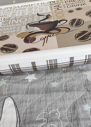 Coffee desenli diz minderli tepsi