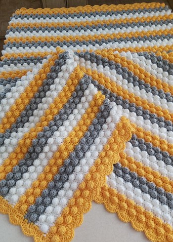 Çizgili Örgü Çocuk Battaniyesi - Görsel 2