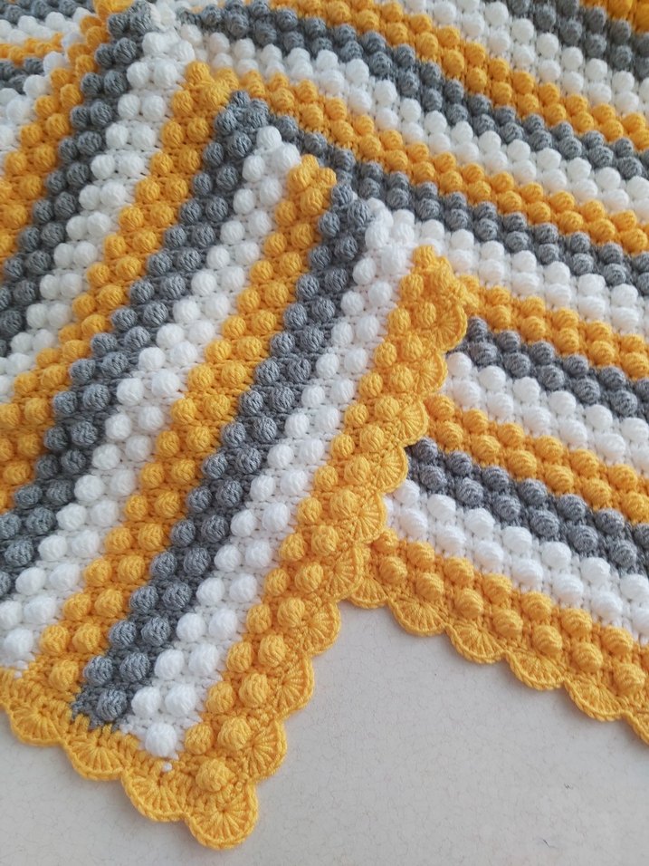 Çizgili Örgü Çocuk Battaniyesi - Görsel 3