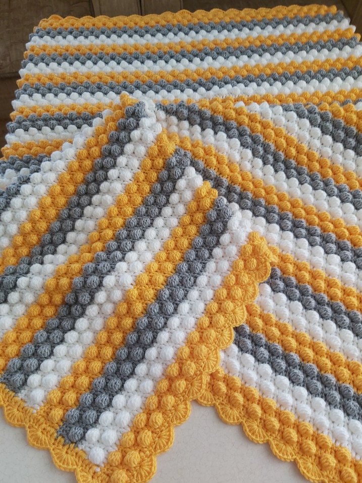 Çizgili Örgü Çocuk Battaniyesi - Görsel 2