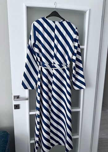 Uzun Kollu Çizgili Kadın Elbise - Görsel 3