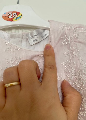 Pembe Nakışlı Kız Çocuk Elbise - Görsel 2