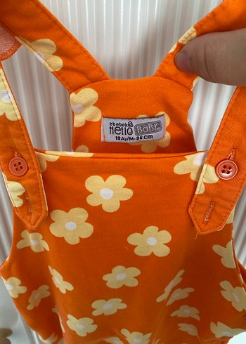 Kız Çocuk Turuncu Çiçekli Fırfırlı Tulum - Görsel 2