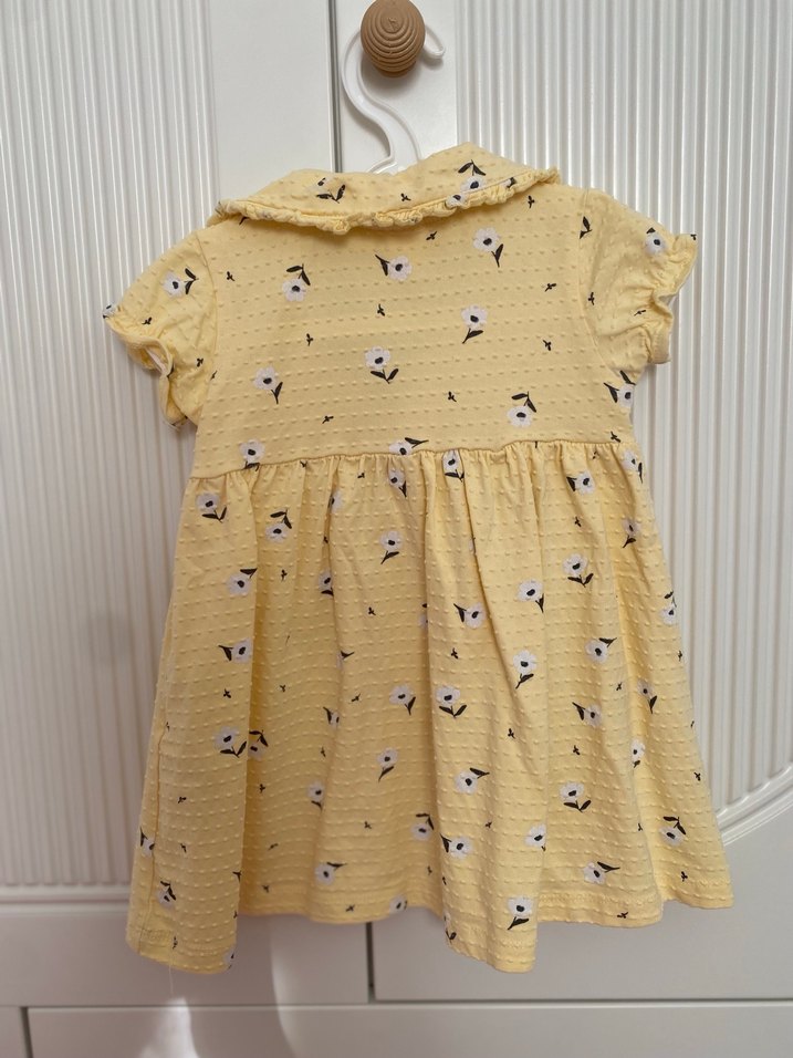 Sarı Kız Çocuk Fırfırlı Pamuk Elbise - Görsel 2