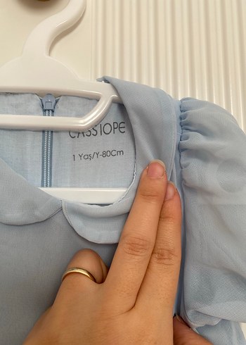 Mavi Kız Elbise, Kısa Kollu, Fırfırlı - Görsel 3