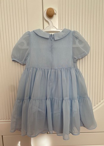 Mavi Kız Elbise, Kısa Kollu, Fırfırlı - Görsel 2