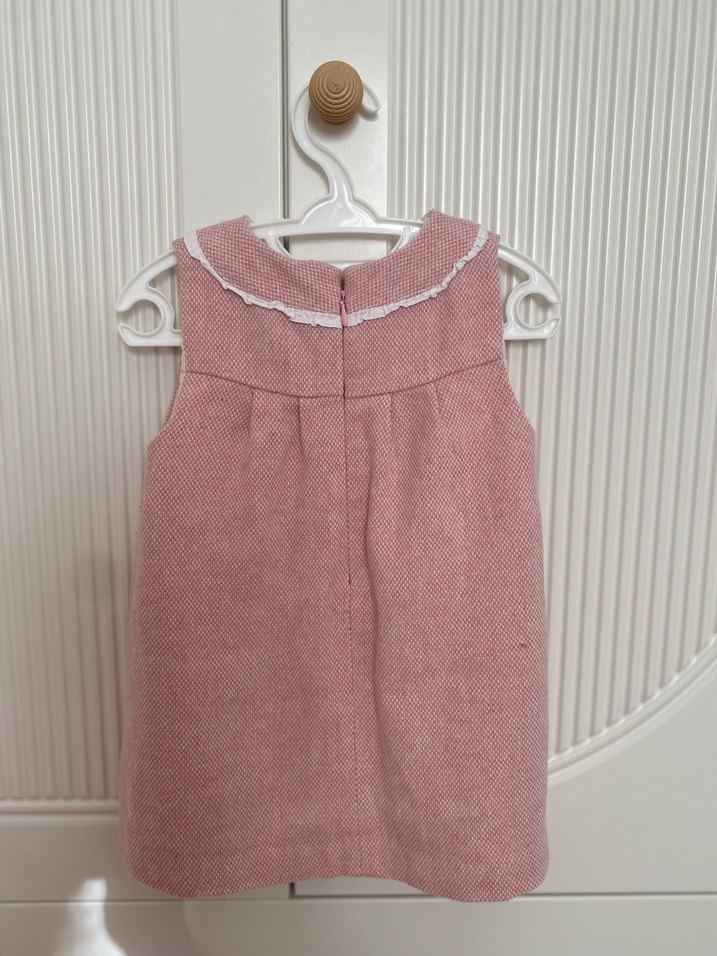 Kız Çocuk Pembe Kolsuz Fırfırlı Elbise - Görsel 3