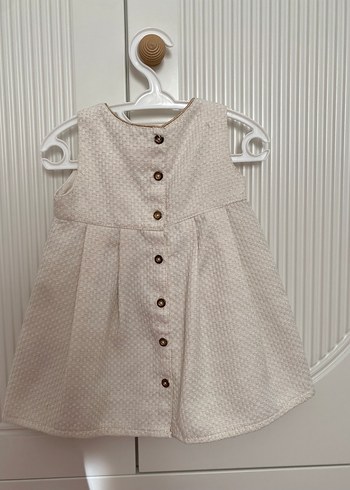 Kız Çocuk Beyaz Keten Fiyonk Detaylı Elbise - Görsel 2