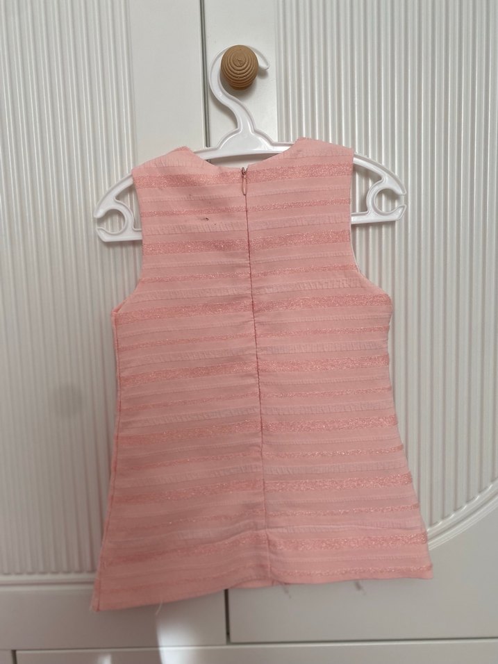 Kız Çocuk Pileli Pembe Kolsuz Elbise - Görsel 2