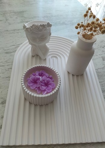  Beden Beyaz Pastel Mum ve Vazo Seti