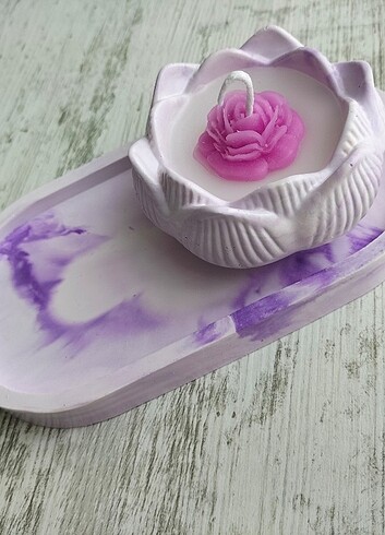 Lotus mum ve alçı tabak 