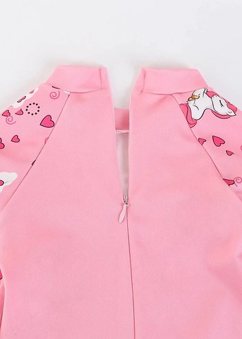 24-36 Ay Beden pembe Renk Unicorn Desenli Pembe Çocuk Mayo