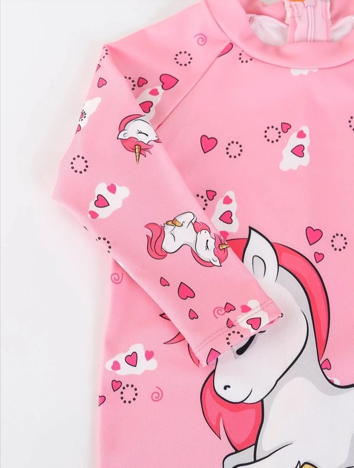 Unicorn Desenli Pembe Çocuk Mayo - Görsel 2