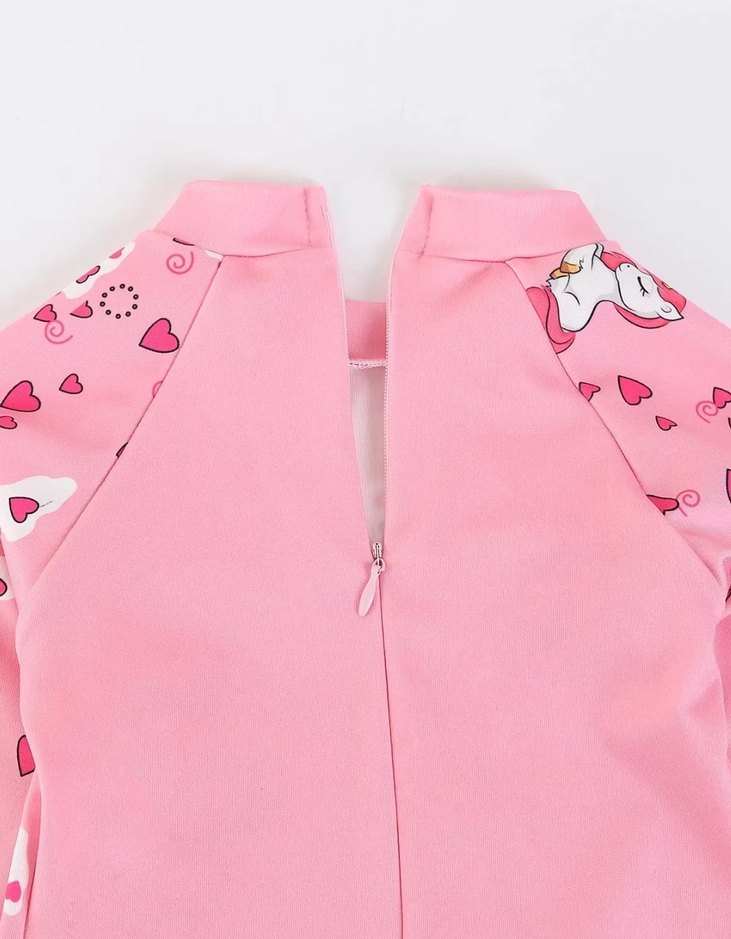 Unicorn Desenli Pembe Çocuk Mayo - Görsel 4