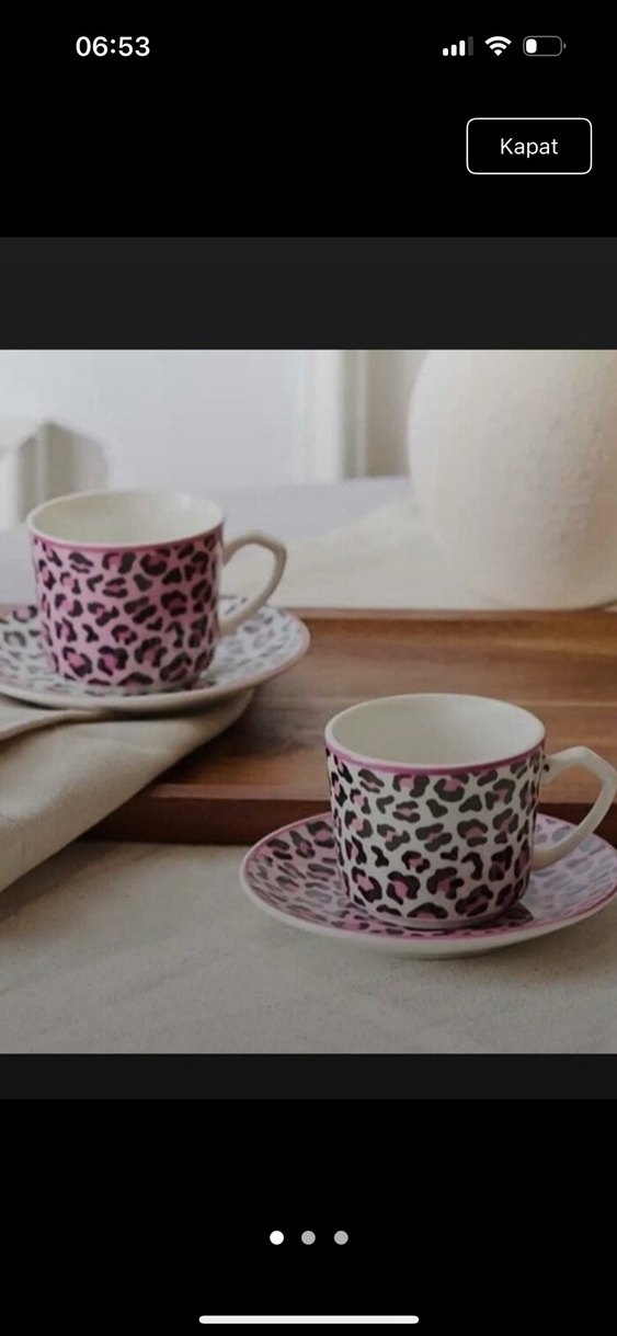 Pembe Leopar Desenli 2 Kişilik Kahve Fincanı Seti - Görsel 3