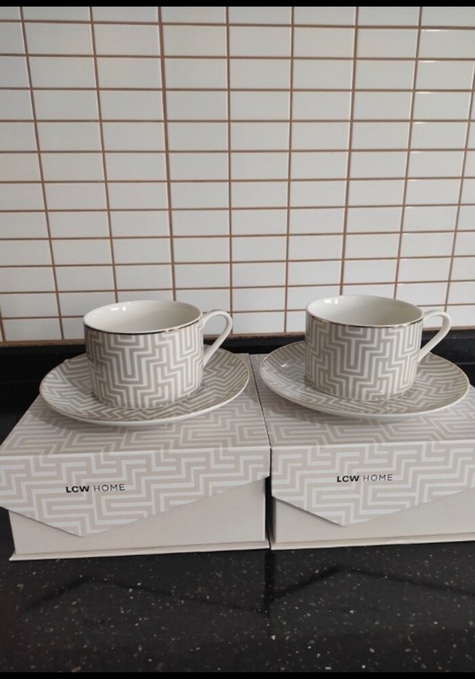 LCW Home Gri Desenli 2'li Fincan Takımı - Görsel 2