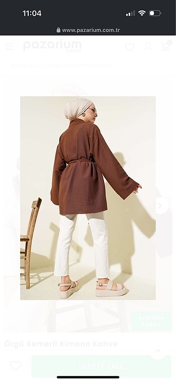 42 Beden Kahve Keten Kimono