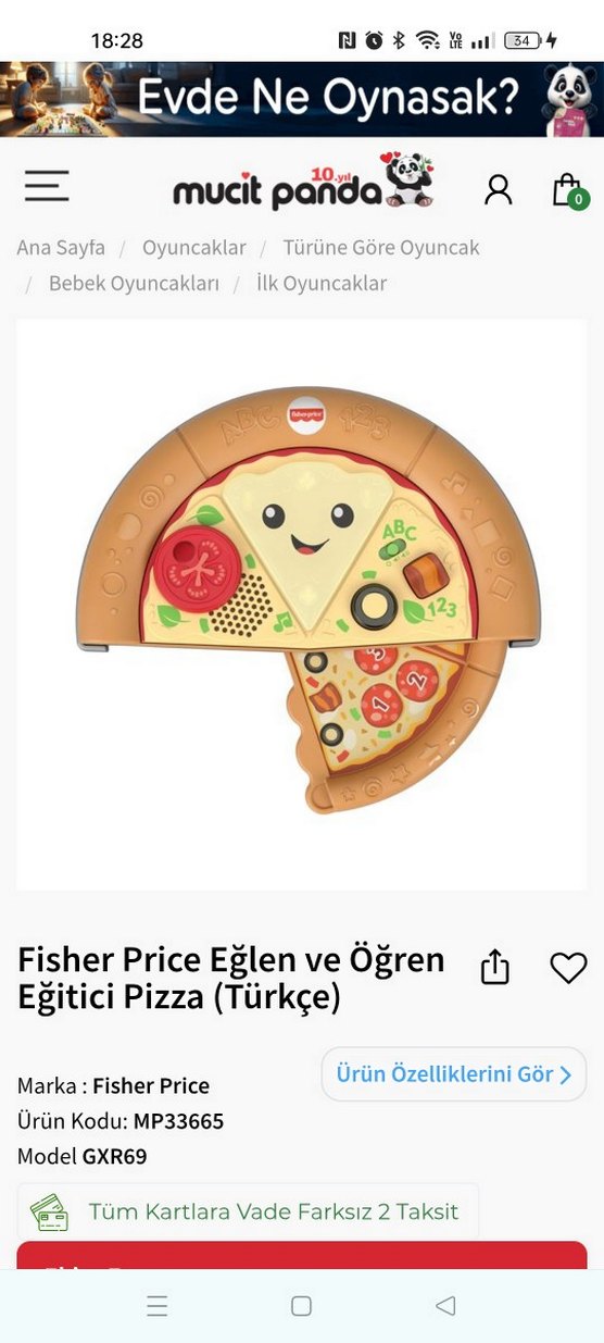 Eğitici Pizza Oyuncağı müzikli - Görsel 3