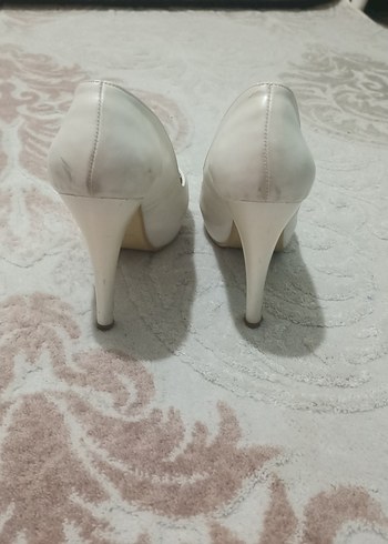 Beyaz Topuklu Kadın Abiye Ayakkabı - Görsel 2