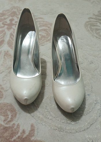 Beyaz Topuklu Kadın Abiye Ayakkabı - Görsel 4