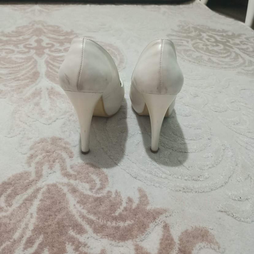 Beyaz Topuklu Kadın Abiye Ayakkabı - Görsel 2