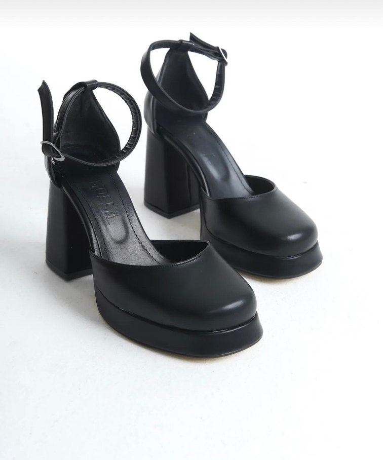 Siyah Platform Topuklu Kadın Ayakkabı - Görsel 3