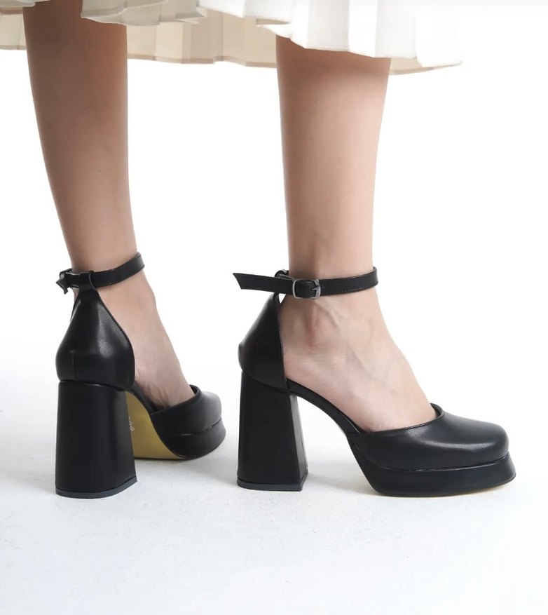 Siyah Platform Topuklu Kadın Ayakkabı - Görsel 2
