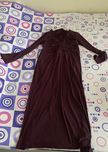 Zara bordo uzun kollu abiye - Görsel 4