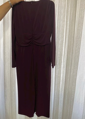 Zara bordo uzun kollu abiye - Görsel 7