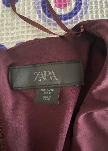 Zara bordo uzun kollu abiye - Görsel 3