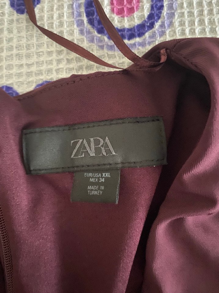 Zara bordo uzun kollu abiye - Görsel 3