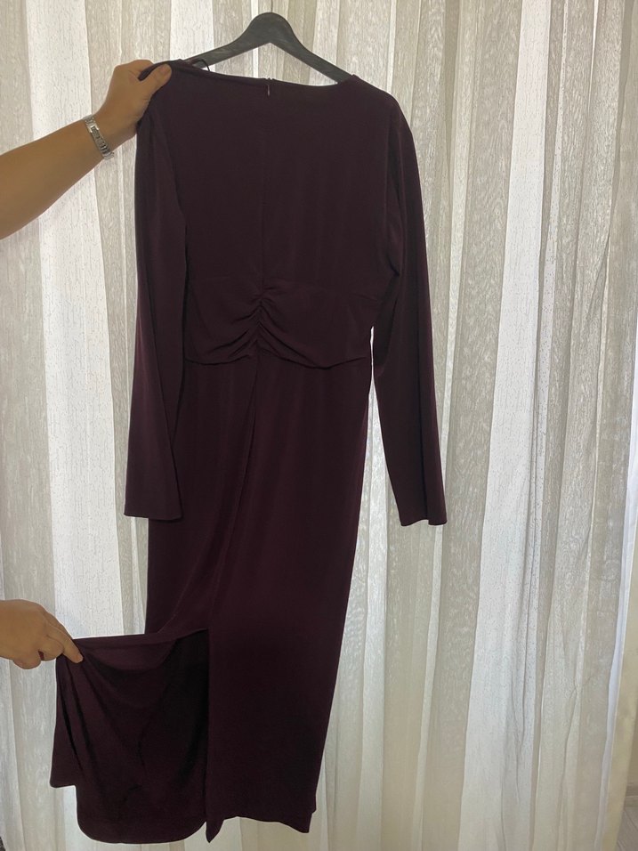 Zara bordo uzun kollu abiye - Görsel 2