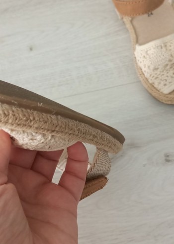 24 Beden camel Renk Bej Örgü Detaylı kız çocuk Sandalet