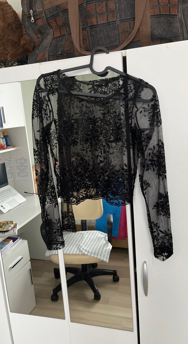 Uzun Siyah Dantel Detaylı Gotik etek ve bluzu - Görsel 3