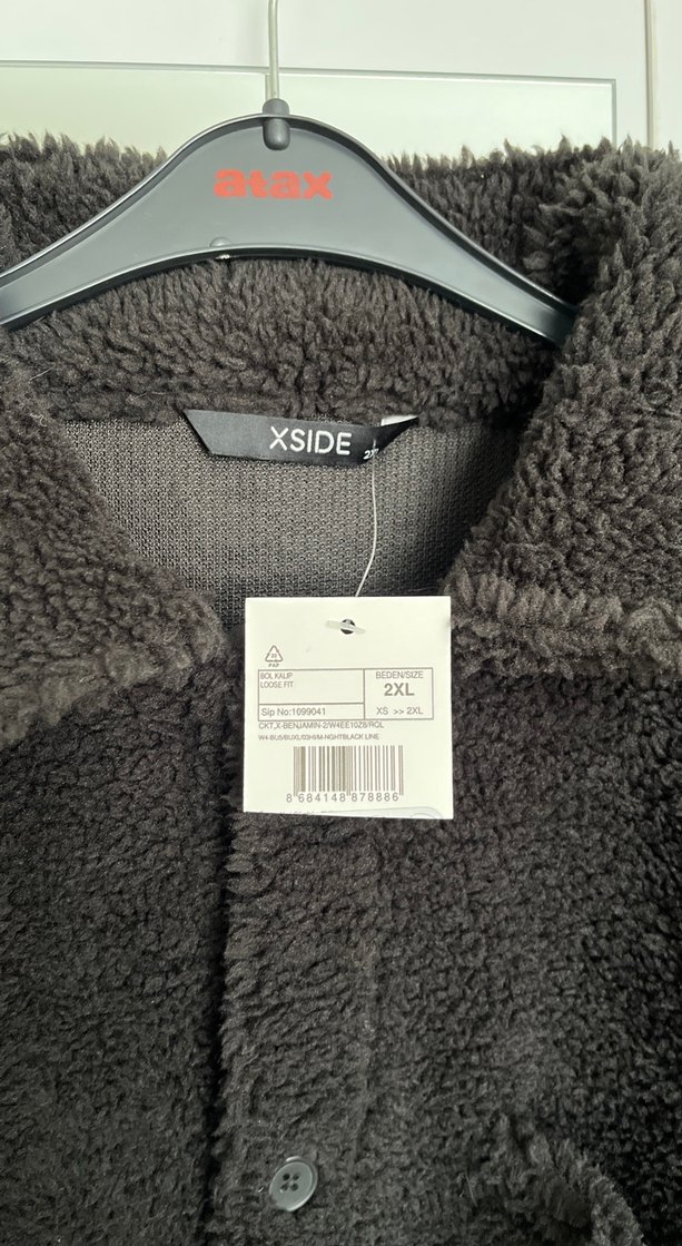 Düğmeli Erkek siyah Polar Sweatshirt - Görsel 3