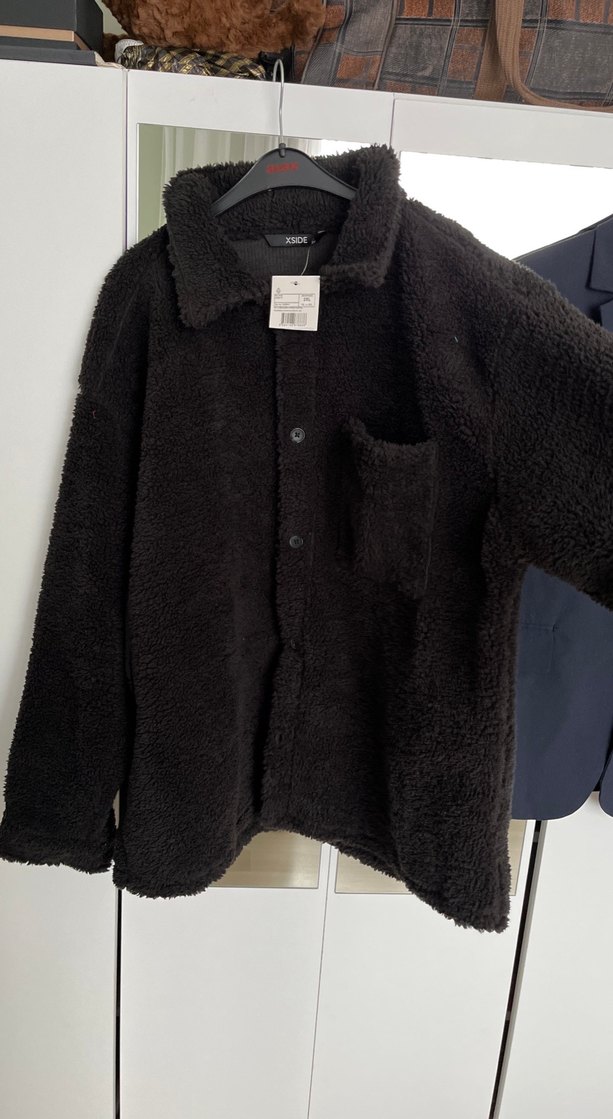 Düğmeli Erkek siyah Polar Sweatshirt - Görsel 4