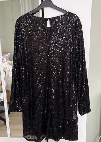 Siyah Uzun Kollu Drapeli Midi Abiye Elbise - Görsel 5