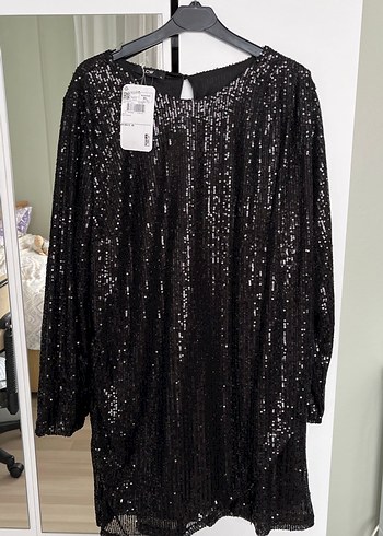 Siyah Uzun Kollu Drapeli Midi Abiye Elbise - Görsel 3