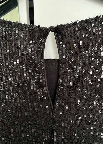 Siyah Uzun Kollu Drapeli Midi Abiye Elbise - Görsel 6