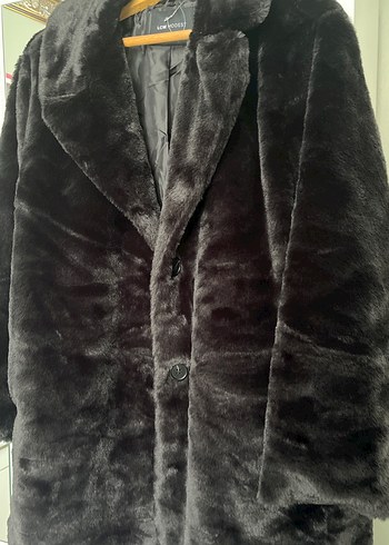 Siyah Kadın Suni Kürk Midi Kaban - Görsel 2